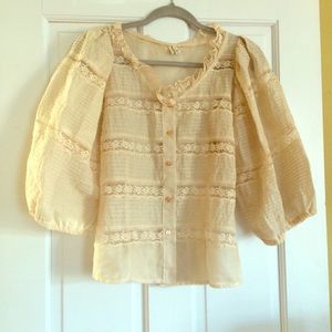 Vintage Poet Sleeve Fitted Blouse